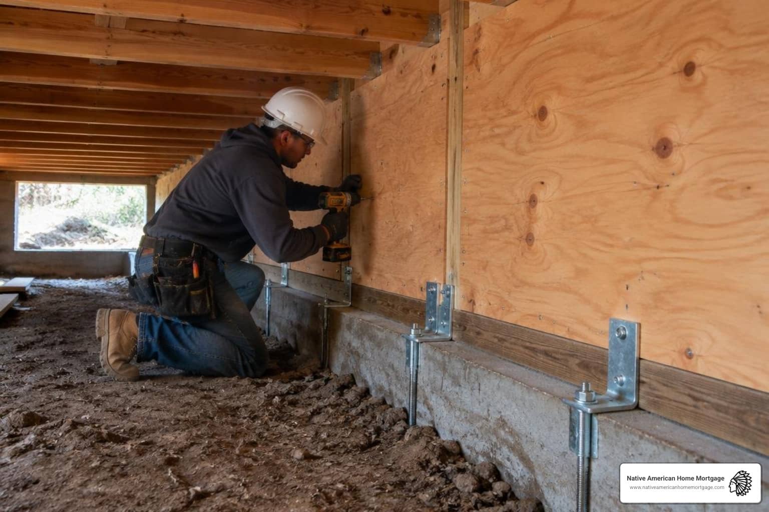seismic retrofit crawl space bolting and plywood sheathing